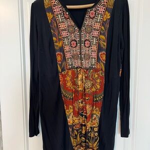 Black Tunic with Colorful Embroidery
